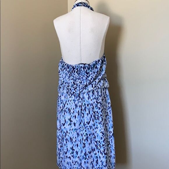 Blue White Geometric Halter Dress - Picture 3 of 7